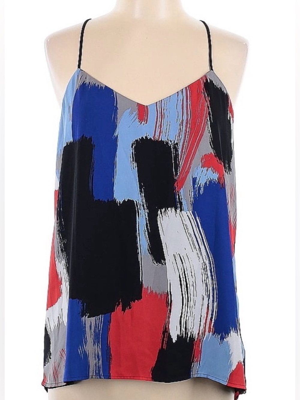 Express Multicolor Brushstroke Print Cami Top - Blue, Black, Red, Gray, White